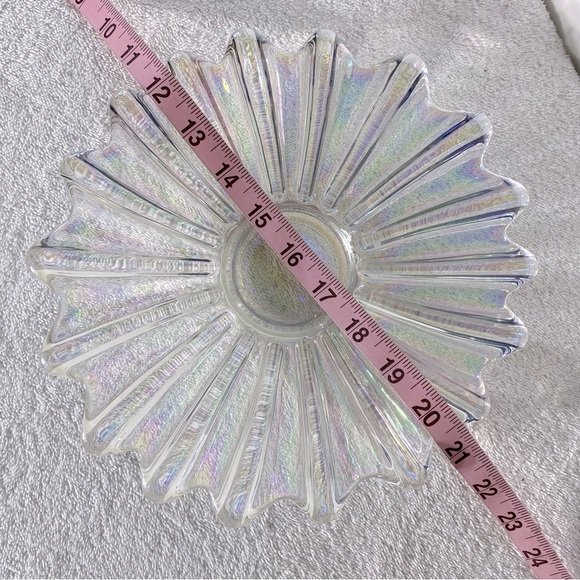 Vintage Federal Glass Iridescent Petal Plate Sunburst Plate Glass Art - Picture 4 of 9